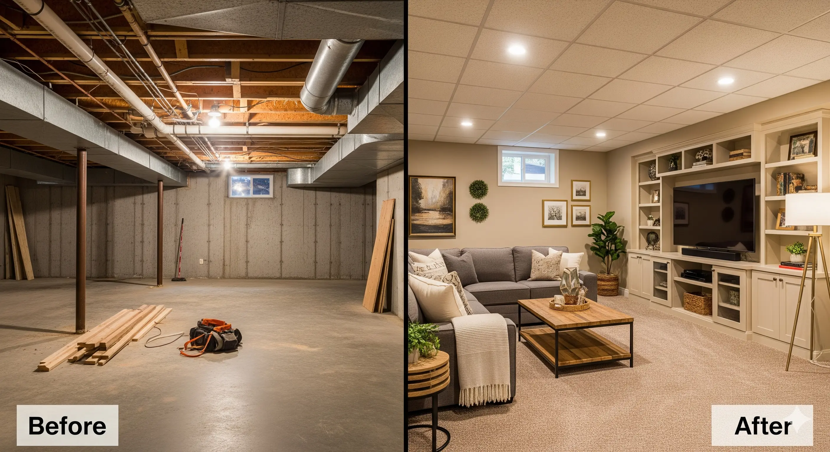 Basement Before and After